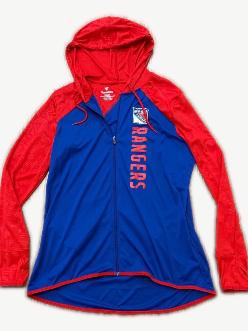 New York Rangers Fanatics Womens Full Zip Hoodie Jacket XL Blue Red NHL